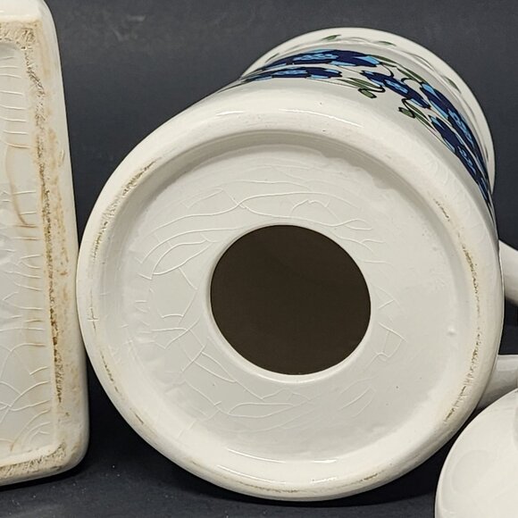 Groovy Blue & Green Flowers Canister and Shaker by Taunton Vale Ceramic MCM BOHO - Picture 8 of 10